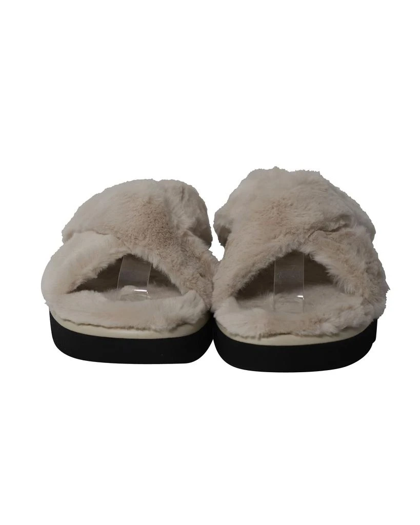 Stuart Weitzman Roza Lift Slides Sandals in Cream Faux Fur 2