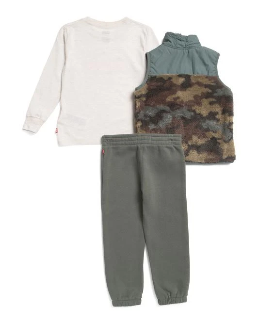 Levi
s Little Boys 3pc Graphic Long Sleeve Top Vest And Joggers Set 2