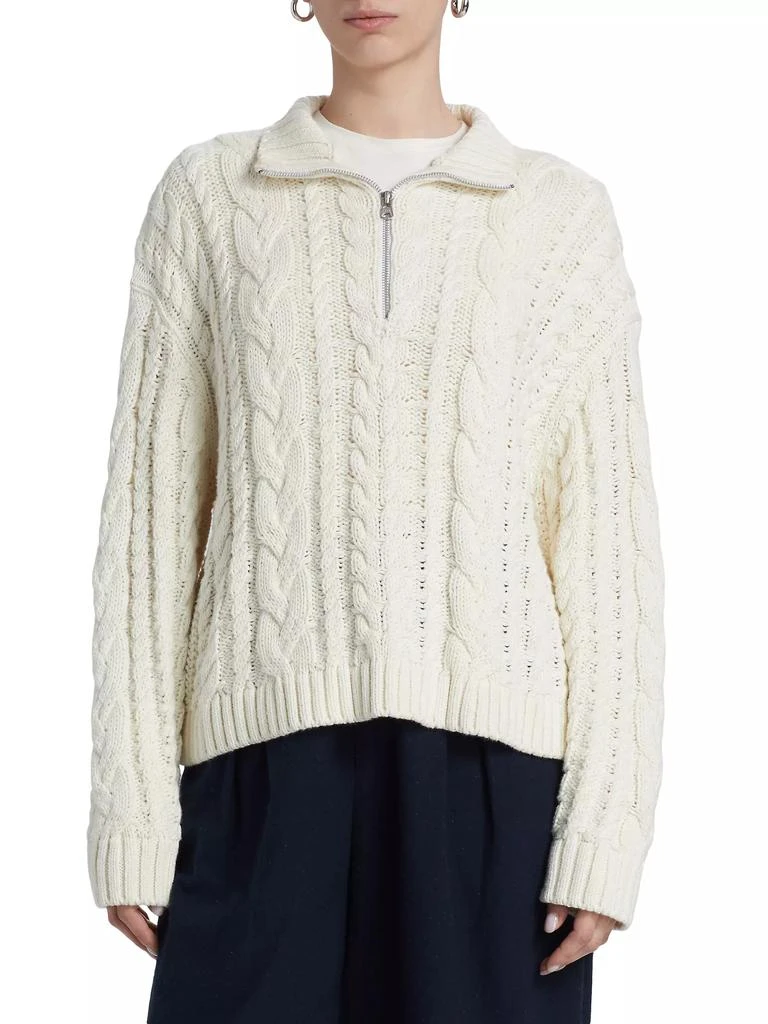 Jenni Kayne Cotton Cable-Knit Zip Sweater 3