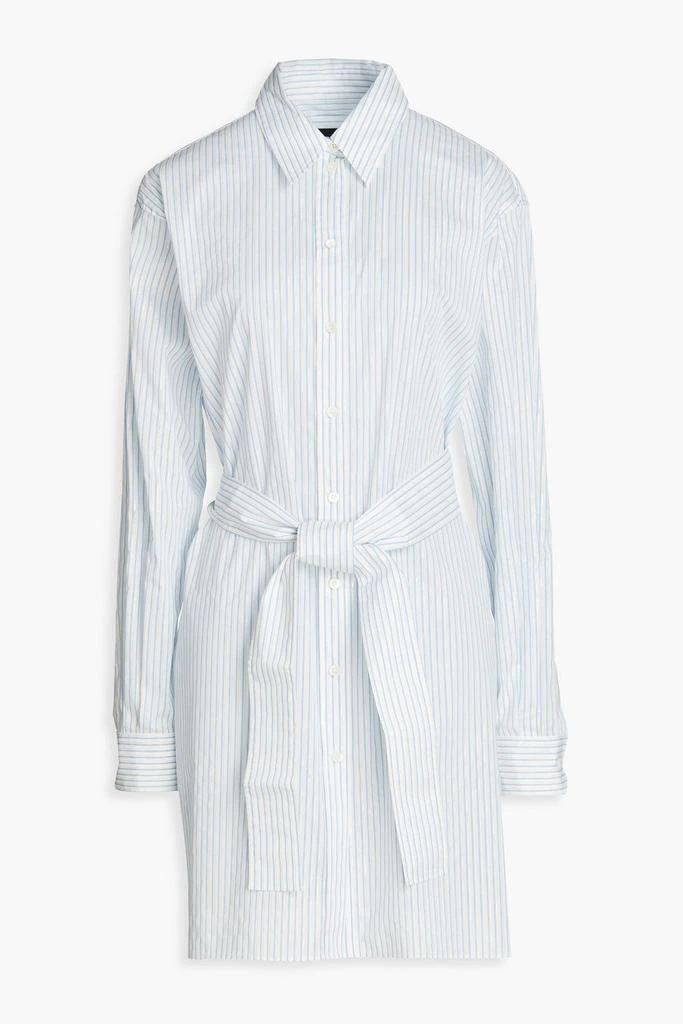 Boutique Moschino Belted striped cotton-blend poplin shirt 1