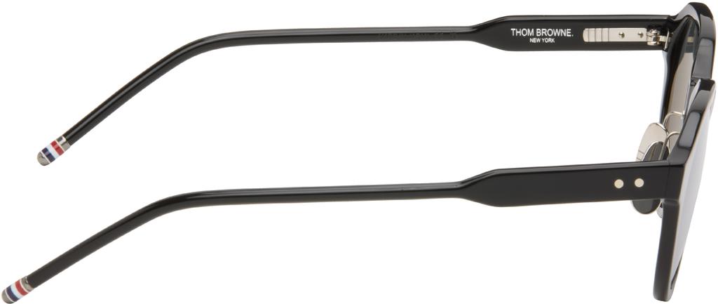 Thom Browne Black Acetate Oval Sunglasses