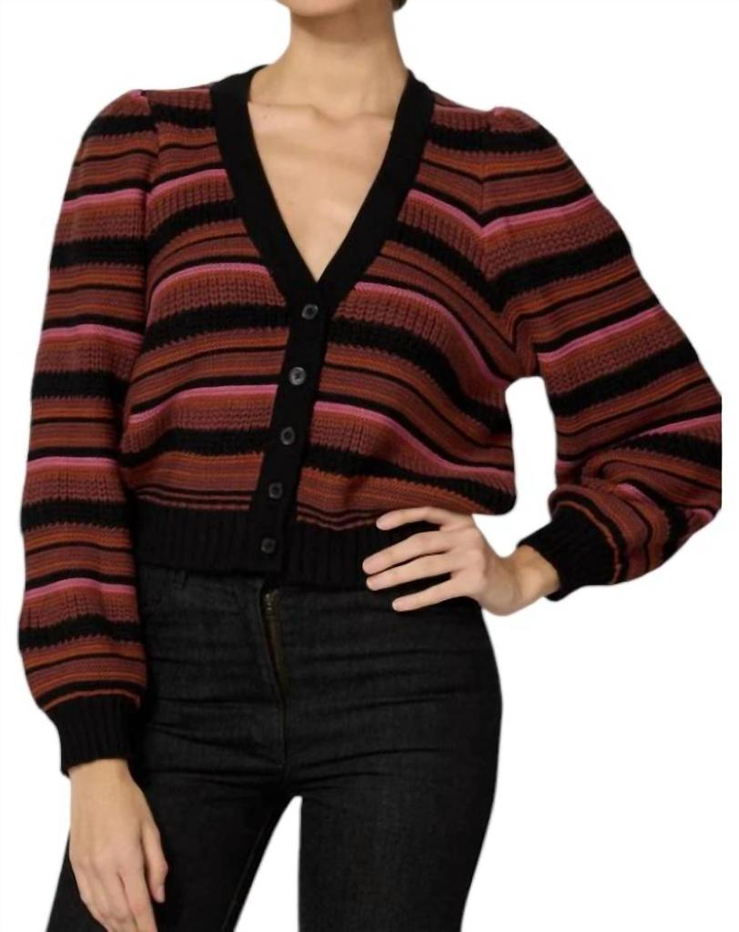 Cleobella Bethany Sweater Cardigan In Black Multi Stripe