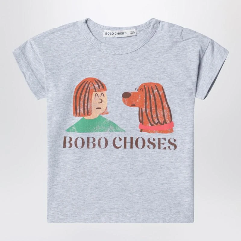 BOBO CHOSES Friends in a Pickle grey mélange T-shirt