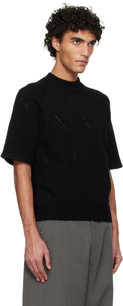 Jil Sander Black Pointelle Short Sleeve Sweater 2
