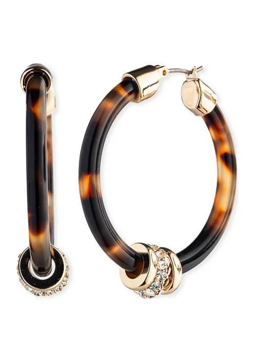 Ralph Lauren Ralph Lauren Gold Tone Tortoise 35 Millimeter Rondelle Hoop Earrings 1