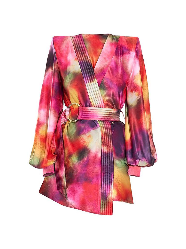 Zhivago Cala Conta Tie-Dye Satin Tie-Waist Minidress