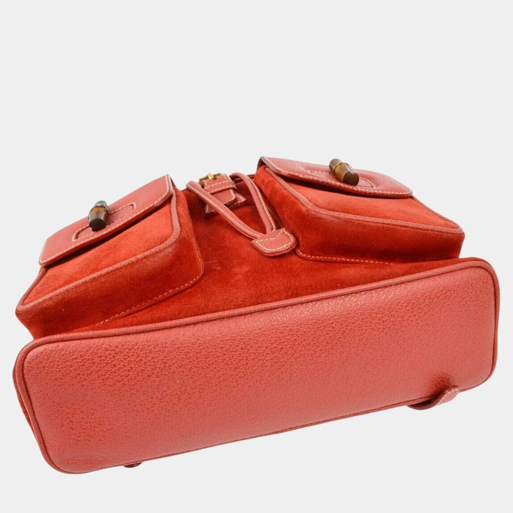 Gucci Gucci Red Suede Bamboo Backpack 3