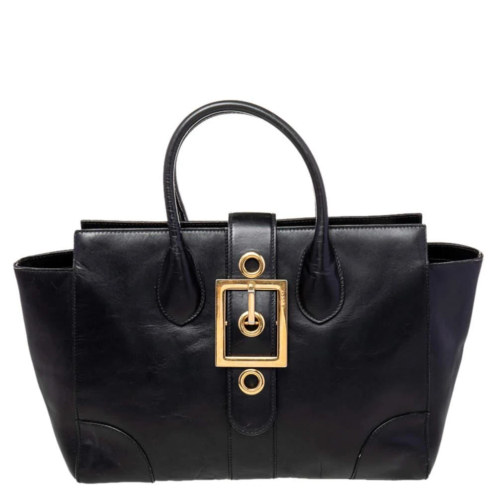 Gucci Gucci Black Leather Lady Buckle Tote 1