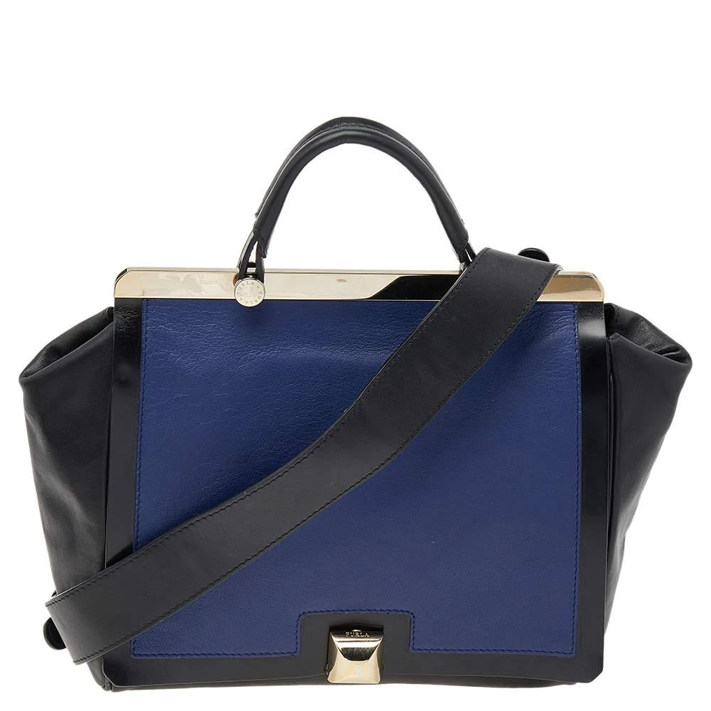 Furla Furla Black/Blue Leather Cortina Top Handle Bag 1