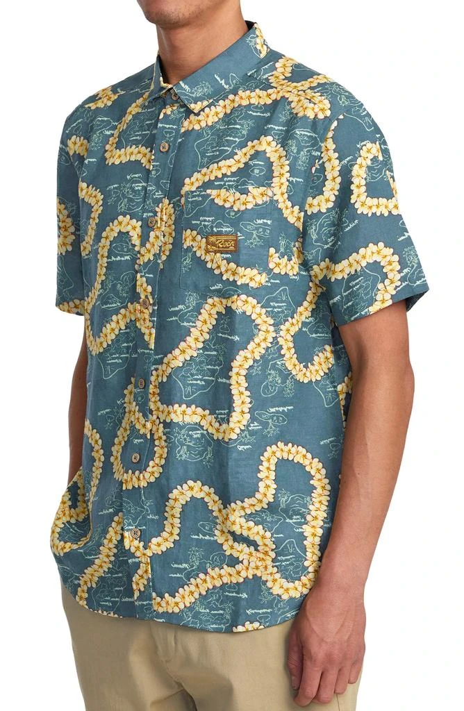 RVCA Exotica Regular Fit Floral Short Sleeve Linen Blend Button-Up Shirt 5