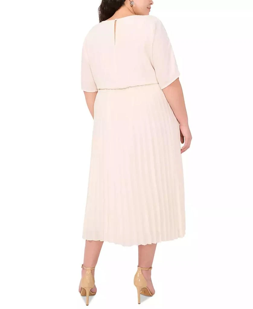 MSK Plus Size Round-Neck Flutter-Sleeve Pleated Midi Dress 5