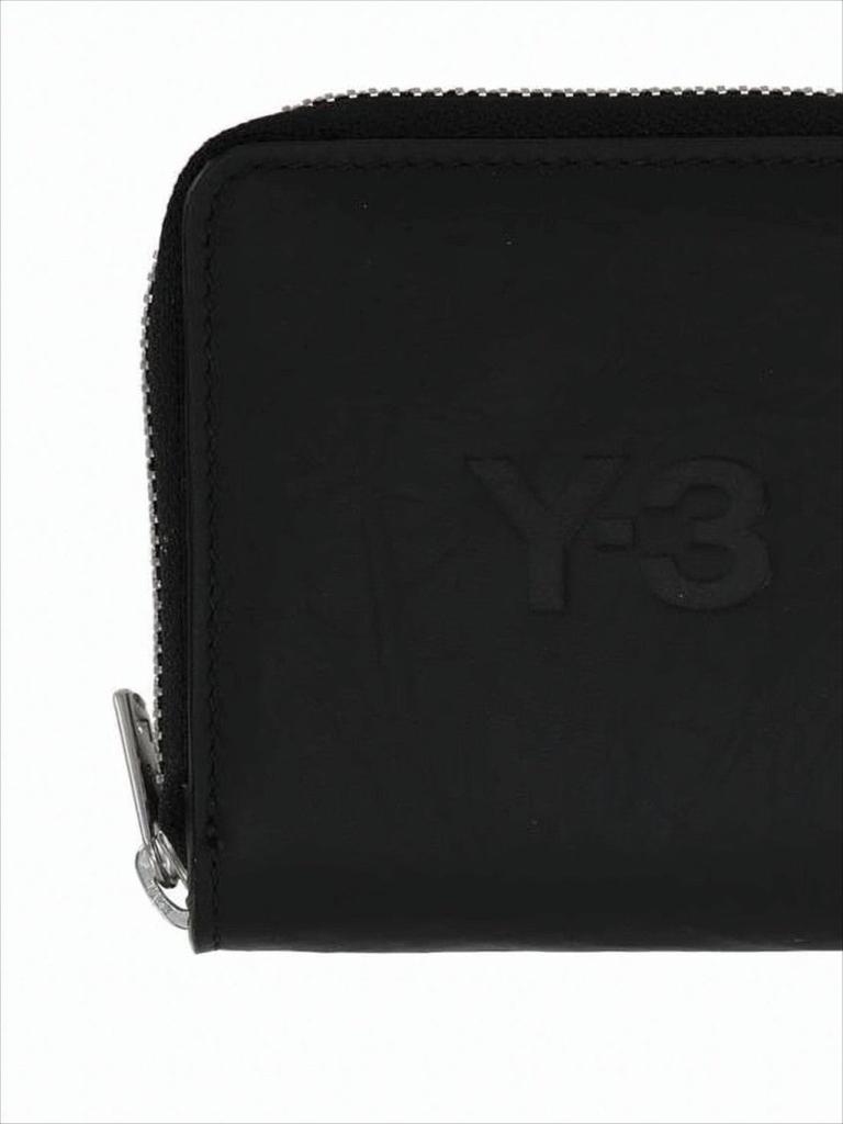 Y-3 Black Cowhide Compact Wallet With Zip-Around Closure
