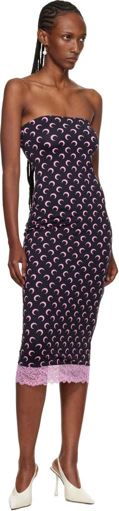 MARINE SERRE Black Recycled Moon Jersey Bustier Midi Dress 4