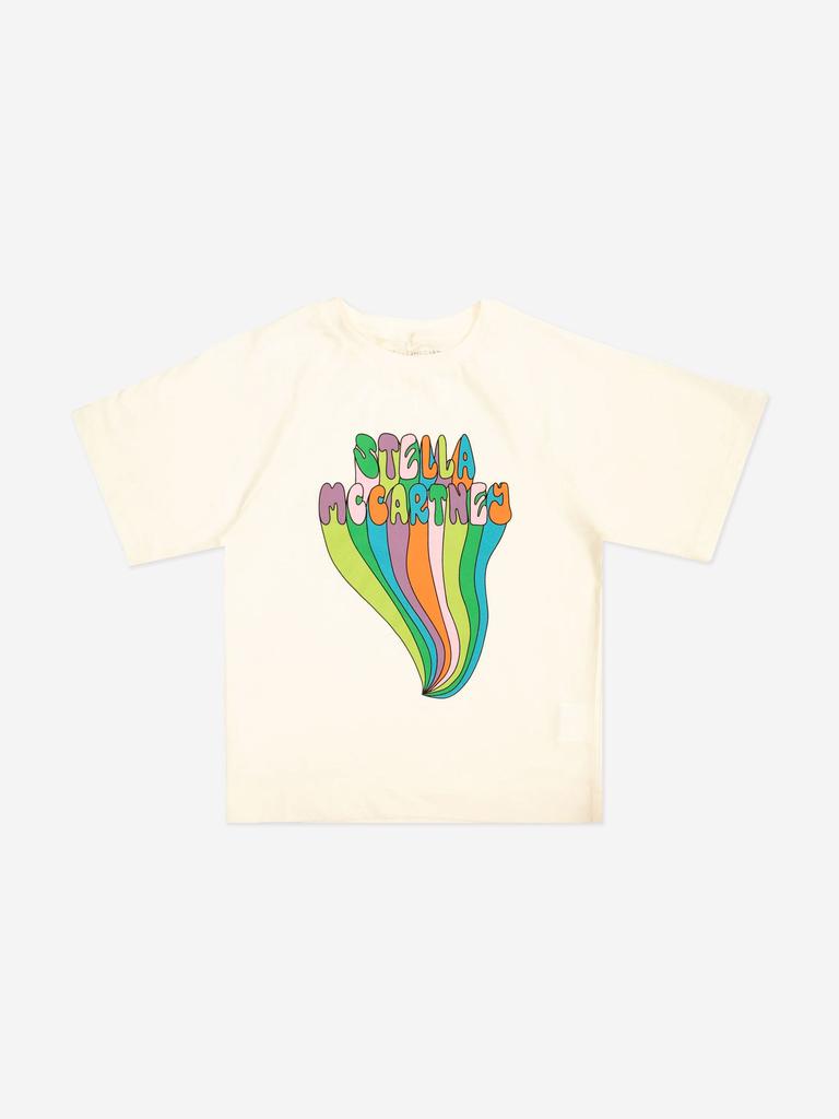 Stella McCartney Stella McCartney Girls Logo Print T-Shirt in Ivory