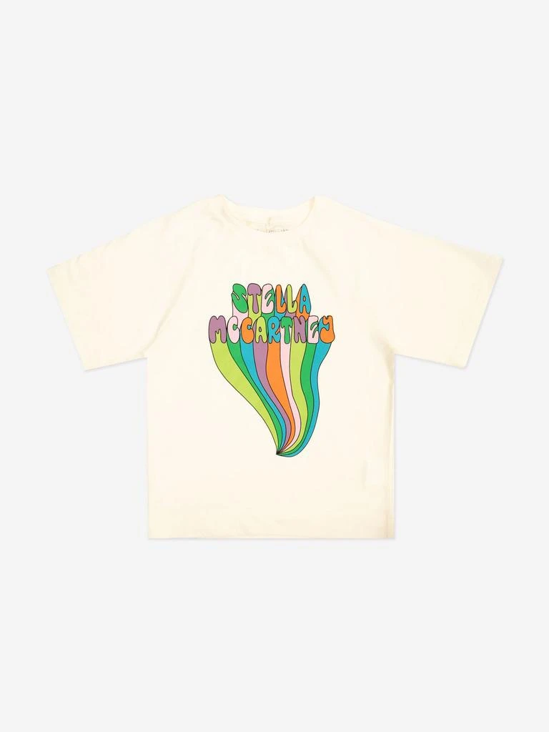 Stella McCartney Kids Stella McCartney Girls Logo Print T-Shirt in Ivory 2