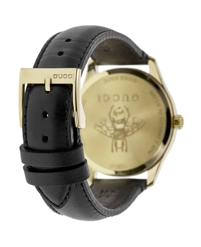 Gucci Gucci G-Timeless Mother of Pearl Dial Black Leather Strap Women's Watch YA1264044A 4