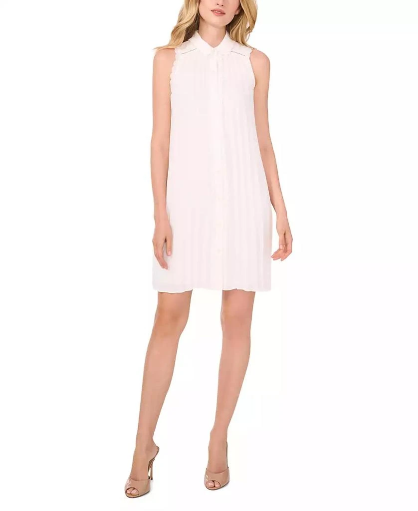 Women's Sleeveless Scalloped Pleated Button-Down Dress – On Sale