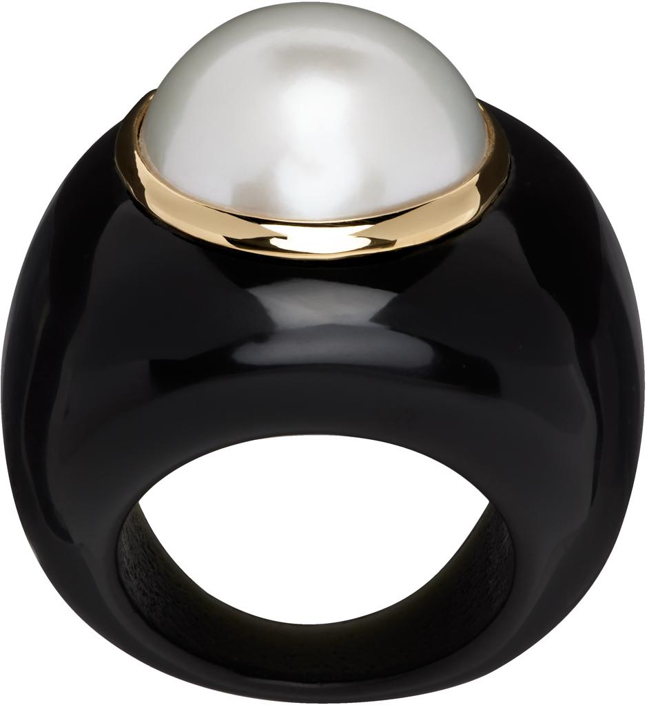 Sophie Buhai Black & Gold Pearl Moon Ring