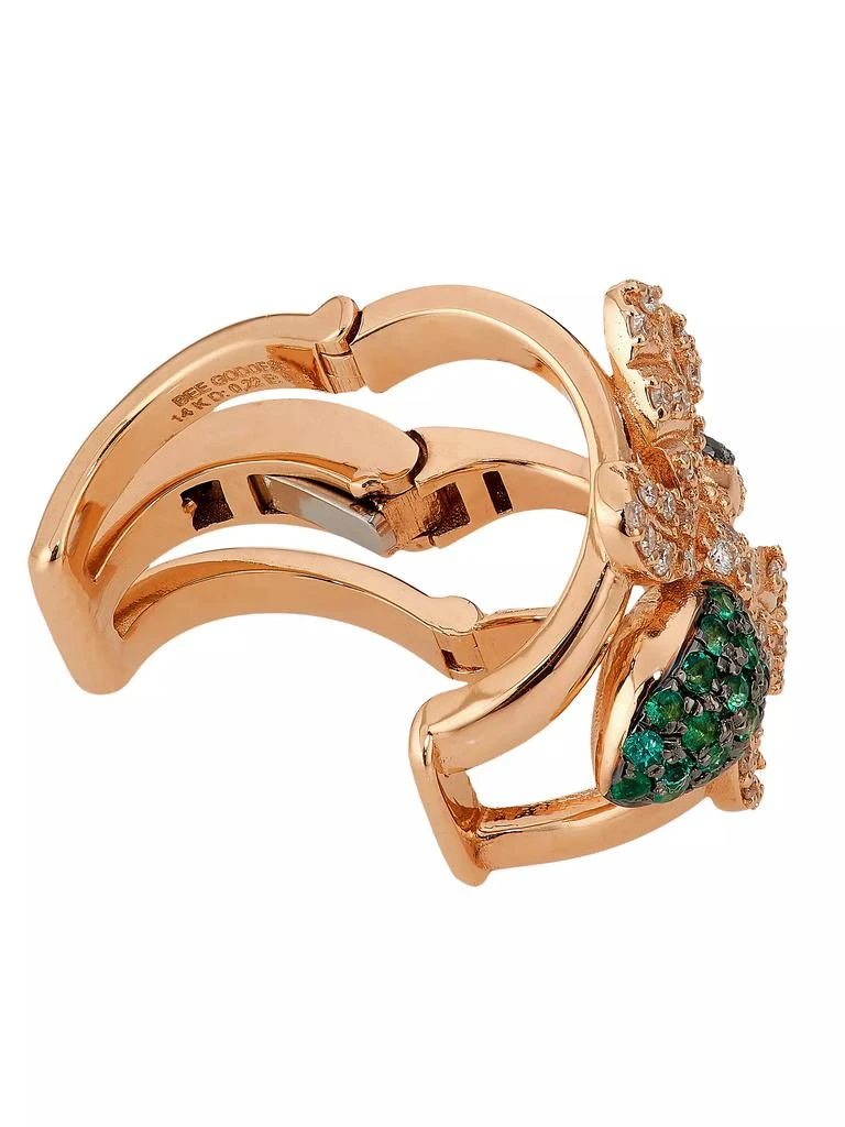 Bee Goddess Honey Bee 18K Rose Gold, Emerald & 0.03 TCW Diamond Ear Cuff 3