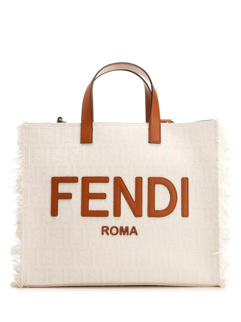 Fendi Fendi Logo Emboosed Frayed-Edge Tote Bag 1