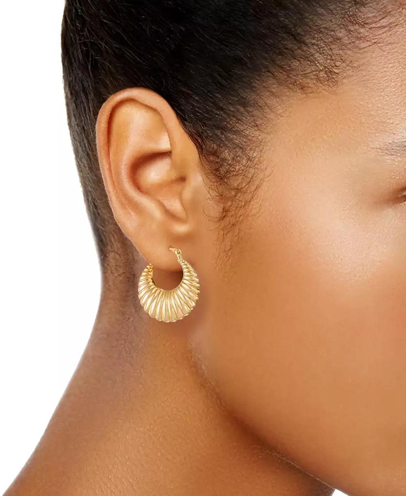 Macy's Shrimp Textured Hoop Earrings in 10k Yellow Gold