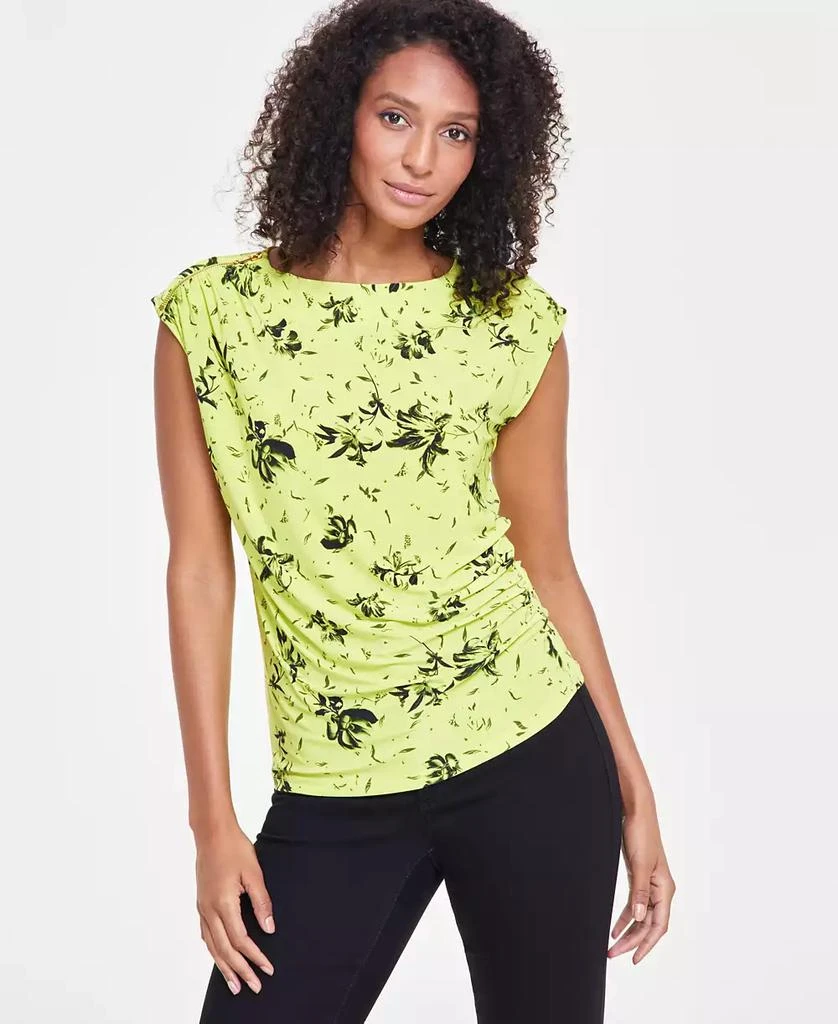INC International Women's Printed Zip-Shoulder Blouse, Created for Macy's 1