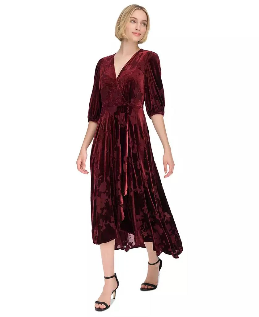 Calvin Klein Women's Burnout-Velvet Faux-Wrap Maxi Dress 3