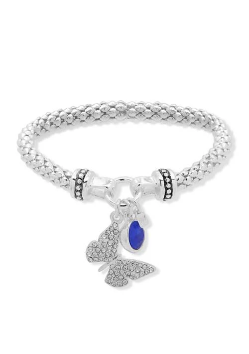 Nine West Butterfly Stretch Silver Crystal Bracelet