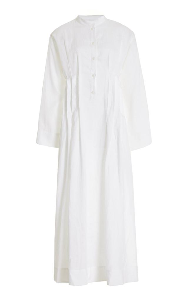 BONDI BORN BONDI BORN - Nikko Pleated Organic Linen Maxi Dress - White - S - Moda Operandi