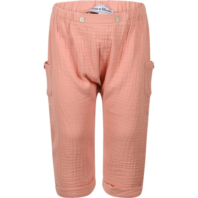 Tartine et Chocolat Buttons detailing pants in pink 1