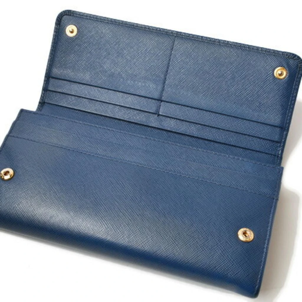 Prada Saffiano blue Bluette Leather Long Wallet (Bi-Fold) (Pre-Owned) 6