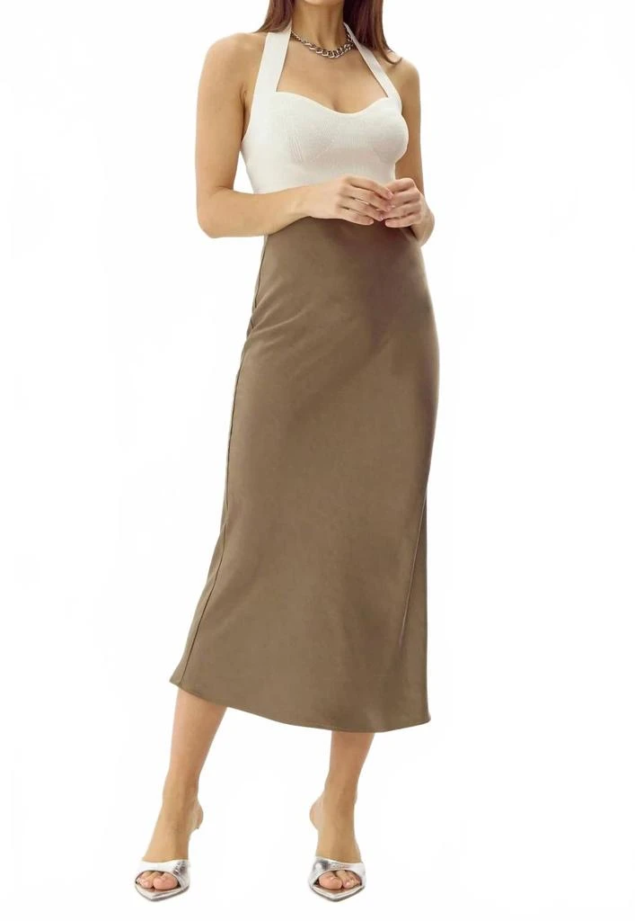 Greylin Becky Midi Skirt In Moss Green 1