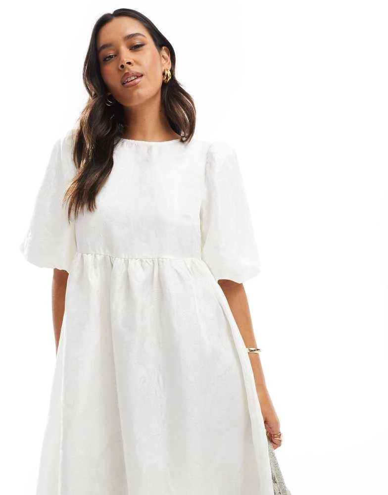 Glamorous Glamorous tiered tie-back midi-dress in off white brocade 2