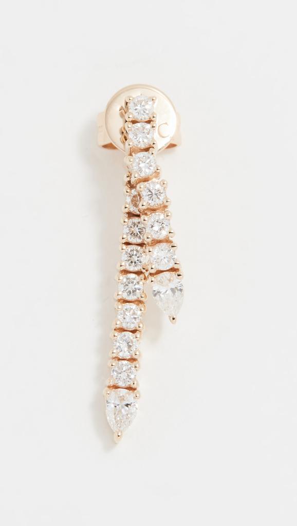 EF Collection Diamond Teardrop Fringe Single Earring