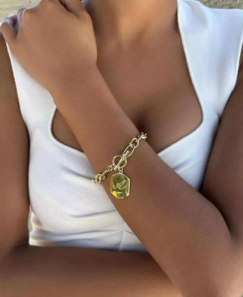 ADORNIA Gold Monogram Initial Chunky Toggle Bracelet 4