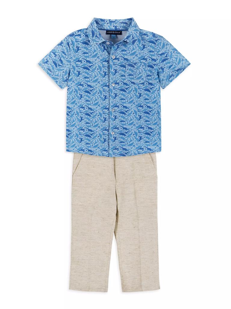 Andy & Evan Little Boy's & Boy's Dinosaur Short-Sleeve Shirt