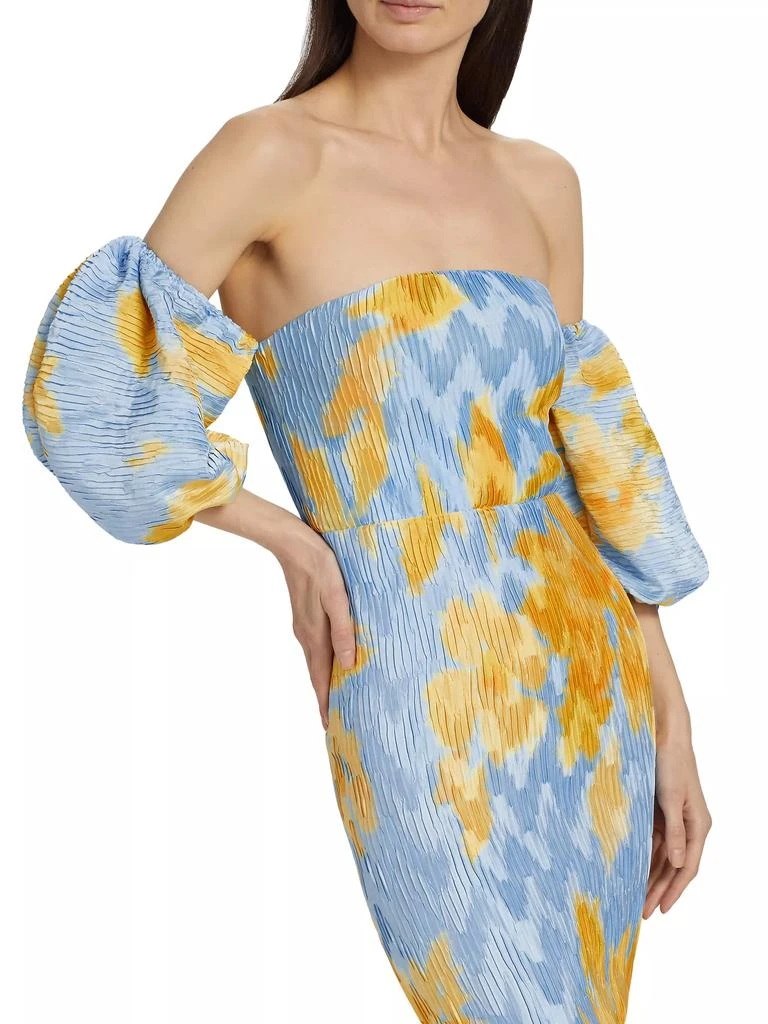 L'Idée Pleated Off-The-Shoulder Midi-Dress 6