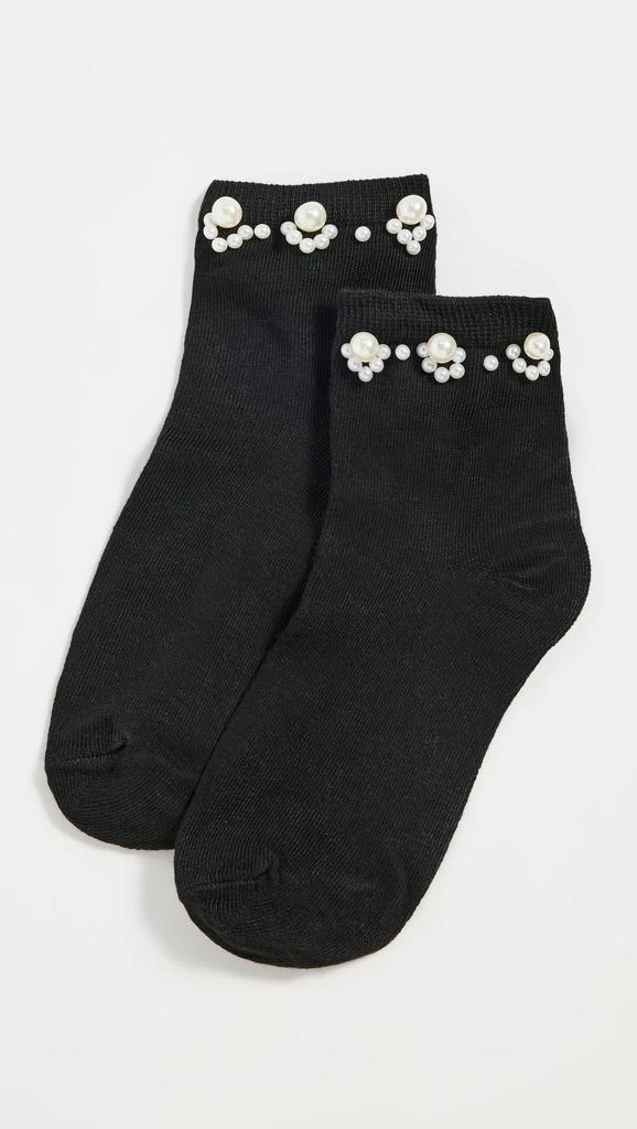 Stems Pearl Embellished Crew Socks 1