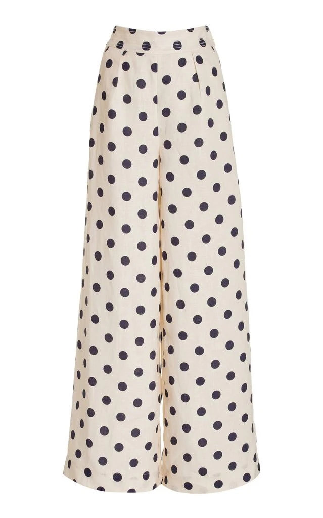 Cara Cara Cara Cara - Josephine Dotted Linen Wide-Leg Pants - White - US 6 - Moda Operandi 1