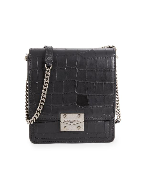 KARL LAGERFELD PARIS Corinne Small Bejeweled Studded hotsell Leather Crossbody Bag