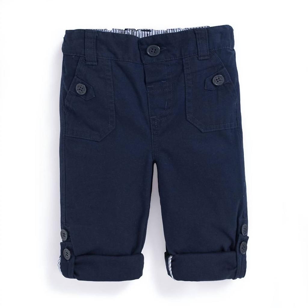 JoJo Maman Bébé Boy's Twill Turn Up Trousers In Navy
