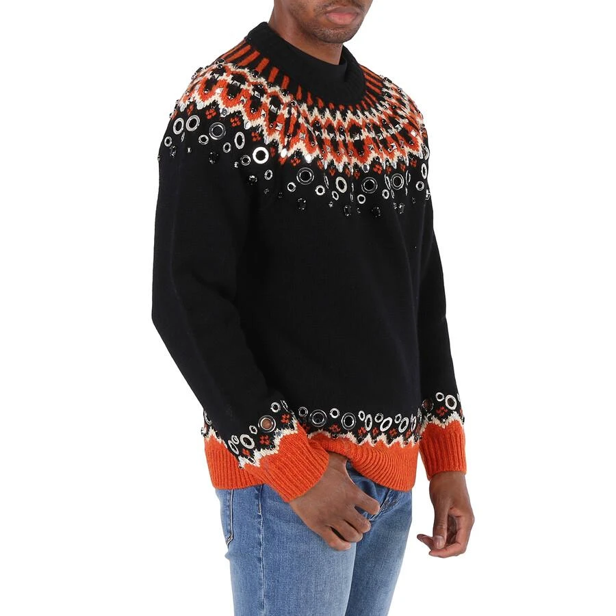 Burberry Embellished Fair Isle Wool Sweater In Black 2