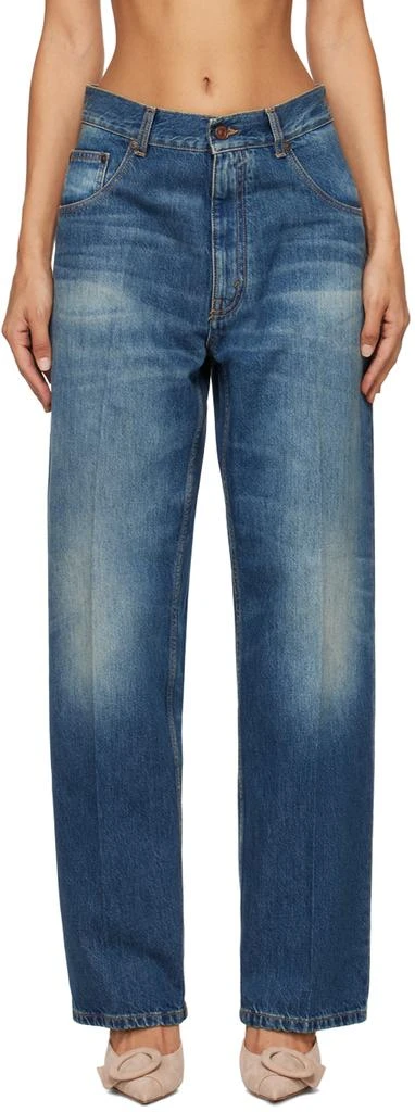 Victoria Beckham Blue Loose Fold Over Boyfriend Jeans 1