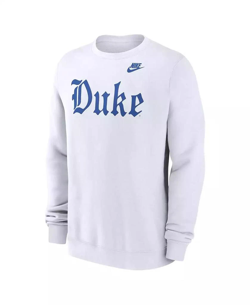 NIKE Men's White Duke Blue Devils Old English Pullover Sweatshirt 3