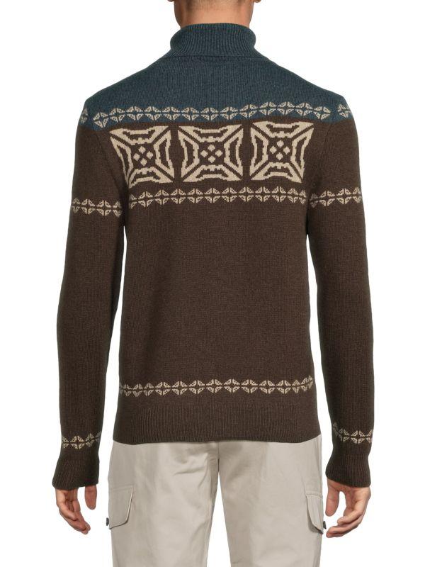 Isaia Fair Isle Turtleneck Cashmere Sweater