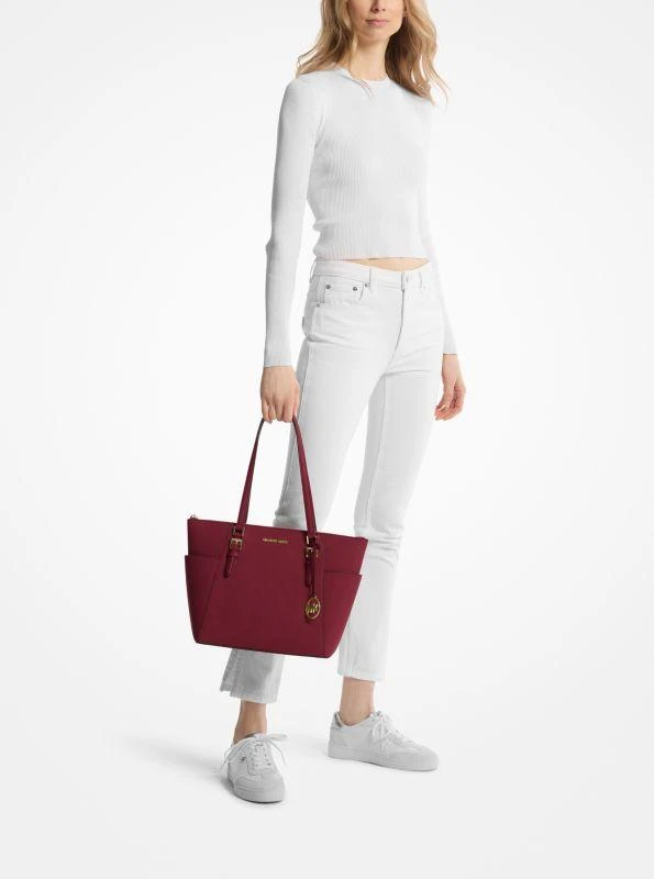 Michael Kors Charlotte Large Saffiano Leather Top-Zip Tote Bag 3