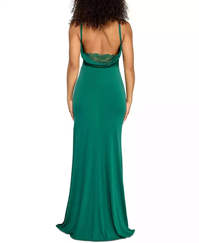 Emerald Sundae Juniors' Drapey Sweetheart-Neck Scoop-Back Gown 2