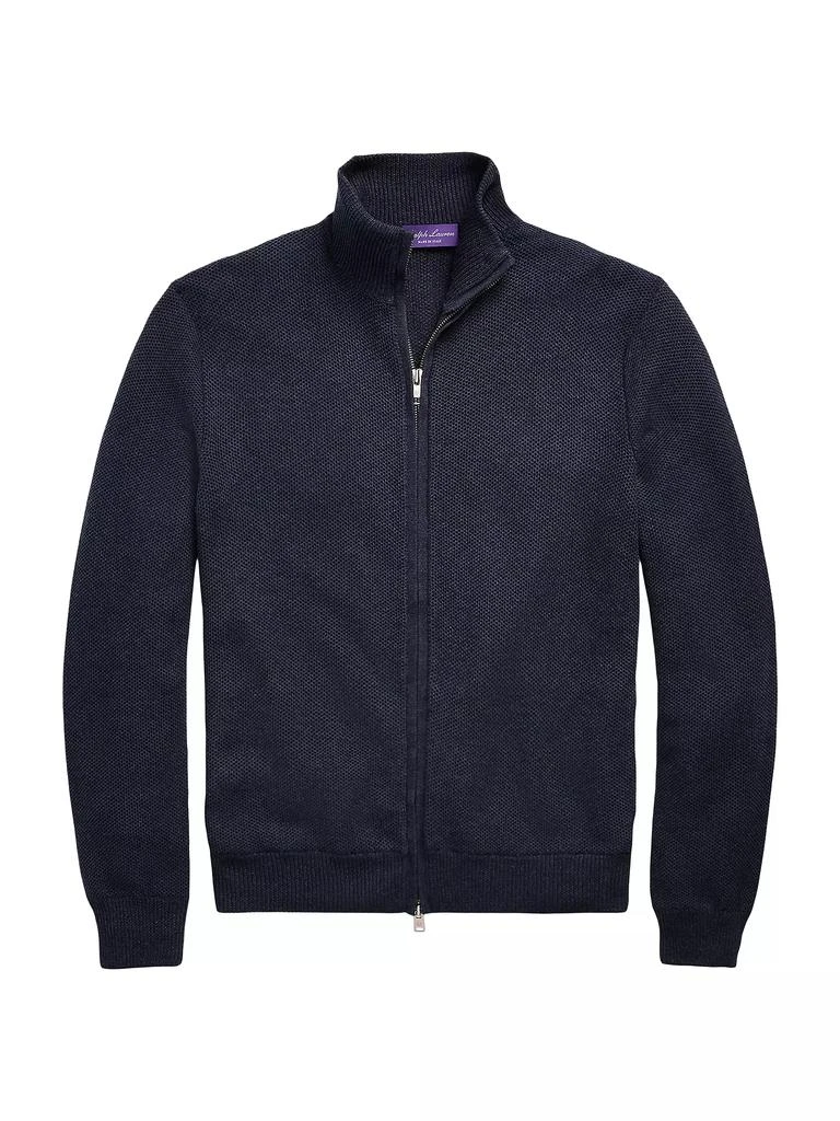 Ralph Lauren Mock Turtleneck Silk-Cotton Zip Sweater 1