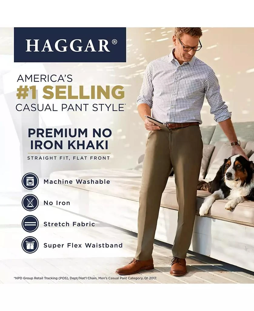 Haggar Men’s Premium No Iron Khaki Straight-Fit Stretch Flat-Front Pants 6