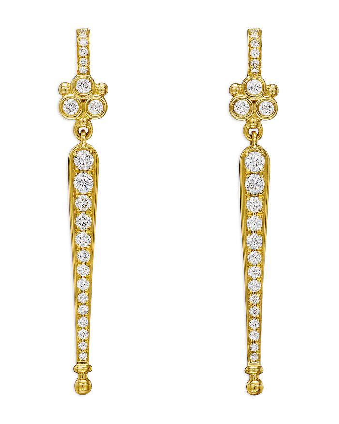 Temple St. Clair 18K Yellow Gold Classic Diamond Baton Drop Earrings